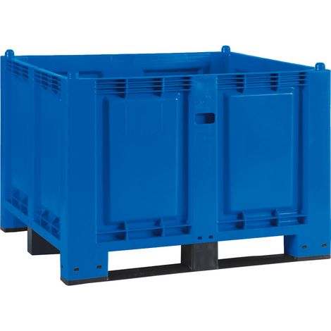 BRB Palettenbox mit 3 Kufen, LxBxH 1200x800x850 mm, blau, Boden/Wände geschlossen, Tragkraft 500 kg (1/2)