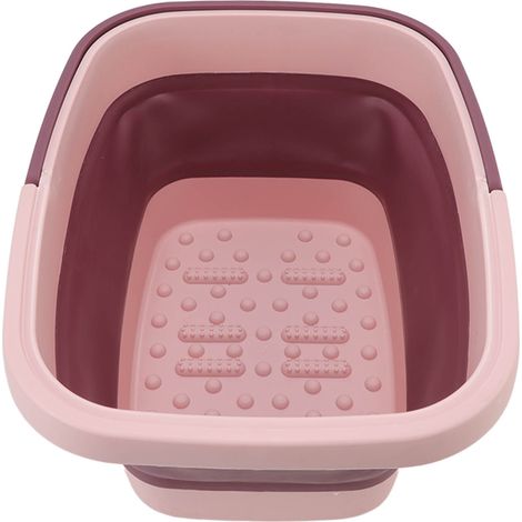Faltbare Fußwanne, tragbar, Silikon, Fußmassage-Badewanne, Eimer, Haushalts-Fußbadewanne, rosa (1/5)