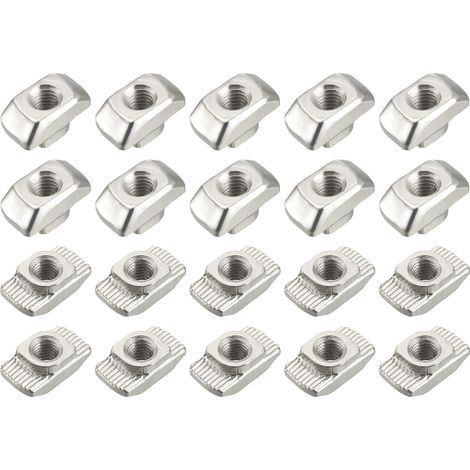 Écrous Coulissants en T Filetage M6 20pcs Acier au Carbone (1/5)
