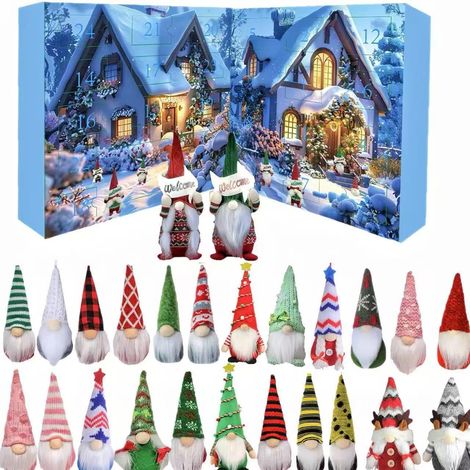 Calendarios de Adviento de Gnomos 2025, Calendario de Adviento navideño con 24 muñecos de gnomos, para colocar sobre la chimenea o la puerta principal durante las fiestas. (1/5)