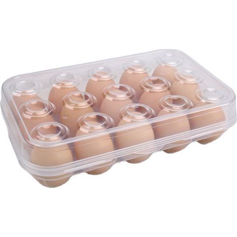 Aufbewahrungsbox für 15 Eier, transparente Eierbox aus Kunststoff, stapelbarer Eierhalter mit Deckel, tragbar und praktisch für die Küche, schützt und erhält die Frische der Eier (1/5)