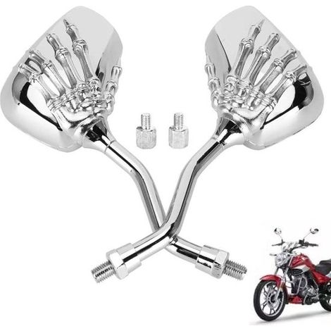 Set di specchietti retrovisori per moto, per una guida sicura, montaggio universale, filettatura da 8 mm e 10 mm, cromati. (1/5)