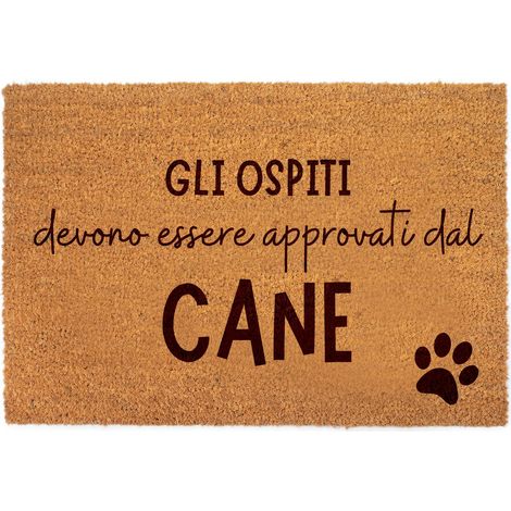 Lupia - Zerbino in fibra di cocco Naturale stampato 40x60 cm OSPITI APPROVATI DAL CANE, Retro antiscivolo, Tappeto ingresso Decorato interno esterno, Antibatterico e Facile da Pulire, Made in Italy