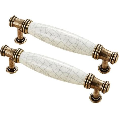 Poignées anciennes, poignées de meubles vintage, poignées de tiroir en céramique en deux parties, poignées de tiroir vintage, ferrures de meubles (1/5)