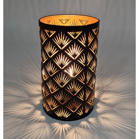 LED Metall Tischlampe mit 3D Effekt - 20 x 12 cm - Deko Tischleuchte Batterie betrieben - Leuchte Lampe Licht Dekoration
