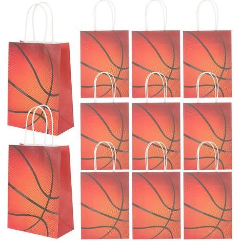 12 Geschenktüten aus Kraftpapier für eine Basketballparty – 30 x 15 cm (1/3)