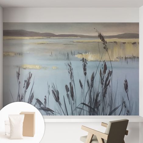 Papier peint avec colle pour décoration moderne de salon chambre à coucher cuisine et bureau Facile Lac paisible 152x104 cm (1/5)