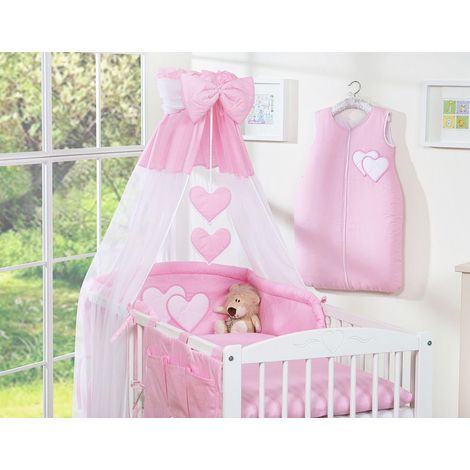 5-teiliges Bettwäscheset 135x100 mit Baldachin - Hanging Hearts rosa (1/5)