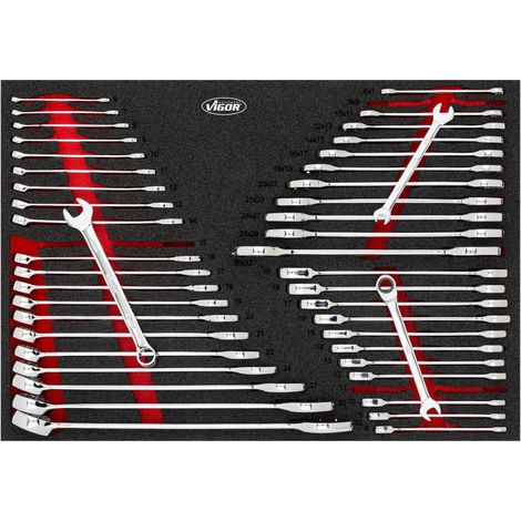 VIGOR V6724N JEU DE 45 CLÉS MIXTES À CLIQUET ET CLÉS MIXTES 6 X 7 À 30 X 32 MM