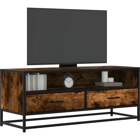 TV-Schrank Räuchereiche 100x34,5x40 cm Holzwerkstoff und Metall