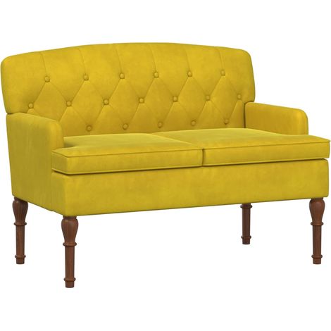 Sofá amoroso con botones acolchados Amarillo Claro Terciopelo vidaXL (1/5)