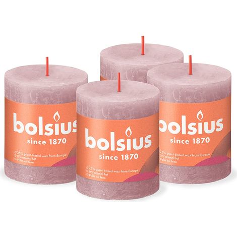 Bougie pilier Rustique - Vieux Rose - Lot de 4 - Longue durée de combustion de 35 heures - Bougie de maison - Décoration d'intérieur - Non parfumée - Cire naturelle végétalienne - Sans huile (1/5)