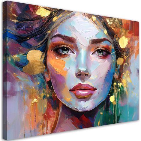 Modernes Wandbild für das Wohnzimmer Porträt einer Frau farbenfroh 60x40 cm (1/5)
