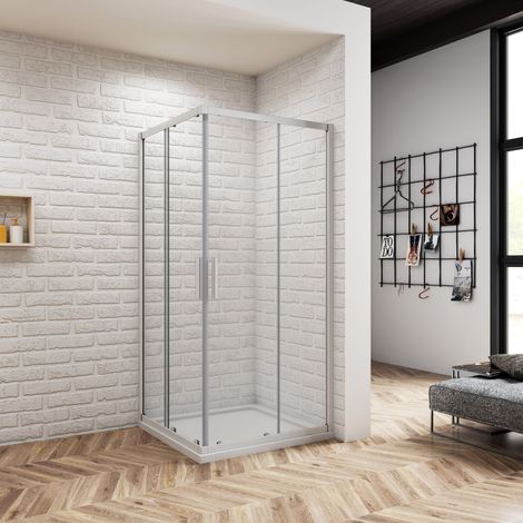 90x90x185cm Duschkabine Duschabtrennung Eckeinstieg Echtglas Schiebetür Dusche Duschwand (1/5)