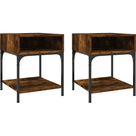Set 2 comodini con vano a giorno 40 x 41 x 50 cm MDF marrone e ferro DEC035128