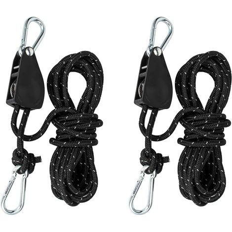 2 poulies avec tendeur de câble, cliquet avec 5 m de corde, poulie de guidage avec tendeur de tente, câble de traction avec frein de câble, pour le camping, voile d'ombrage, tente (1/5)