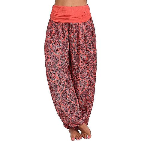 Maxi-Hose mit Ali-Baba-Haremsmuster, Aladdin-Stil, Boho-Look, weites Bein, Yogahose, Übergröße 4XL, rot (1/4)