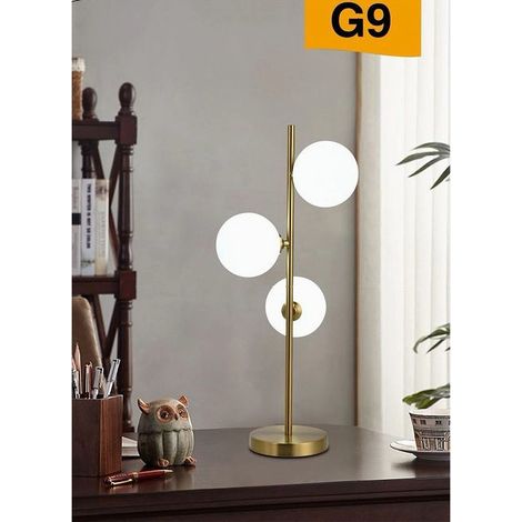 TRADE SHOP - Lampada Da Tavolo G9 Minimalista Bronzo Con 3 Sfere Piantana Terra Con Stelo D33 - (1/5)