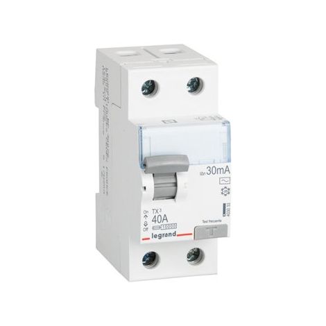 Différentiel TX3 2/40/30AC Bipolaire 230V 30mA Couleur Blanc (1/2)