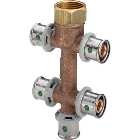 Viega Verteiler mit SC Sanfix P 2126.09 in 16mm x G3/4 - 5fach Rotguss (1/4)