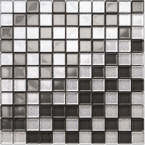 Mosaïque en filet de verre pour salle de bain cuisine intérieure - 30 x 30cm -GRAPHITE DIAMOND (1/4)