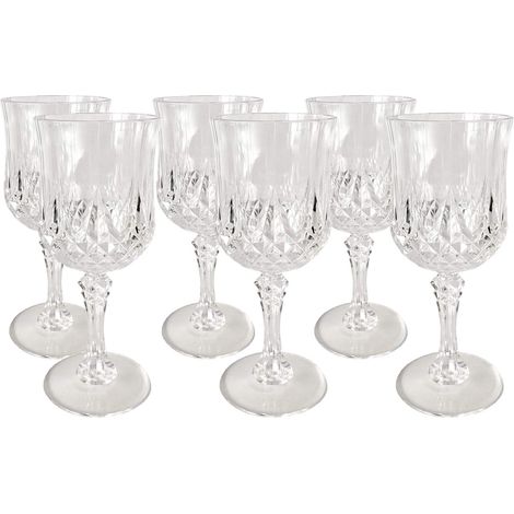 alpina Bicchieri da Vino Plastica Set da 6 - Calici Vino da 200ml - Bicchiere da Vino con Effetto Cristallo - Adatto per Bevande, Vino Rosso e Bianco - Lavabile a Mano - Trasparente (1/4)