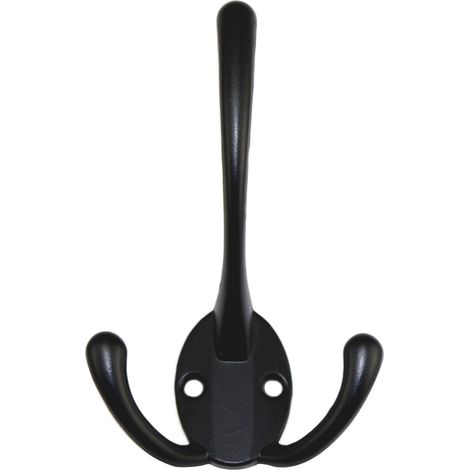 Crochet Double - Métal - Pour Salle De Bain Chambre Cuisine - Charge Maximale 5 Kg - Noir - 2 Pièces (1/5)