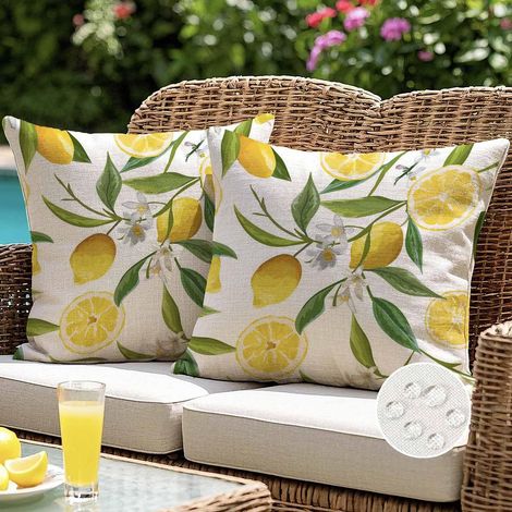 Housses Coussin 45x45 cm Extérieur Imperméable Printemps Été Jaune Citrons Moderne Decoration Canapé Coussin décoratif pour Salon de Jardin Patio Chambre Maison Décor Lot de 2 (1/5)