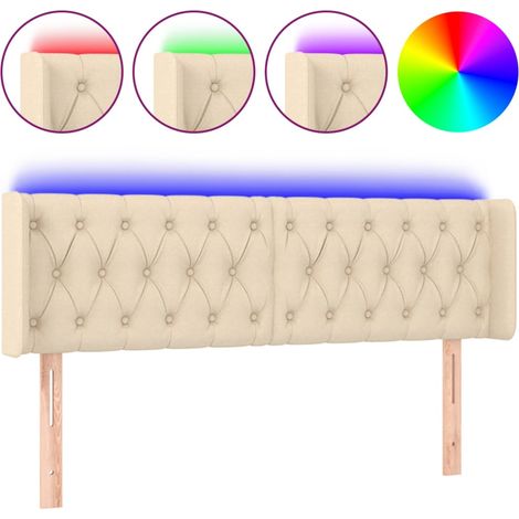 Maison Exclusive - Cabecero con LED de tela crema 163x16x78/88 cm (1/5)