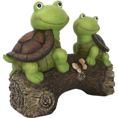 Statue de jardin tortue solaire LED, décoration en résine multifonction cadeau extérieur (1/5)