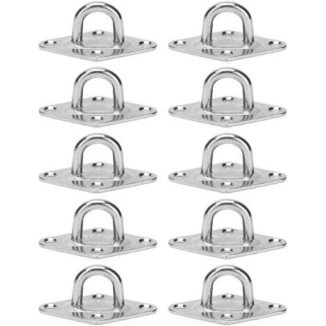 Crochet de Fixation Murale de Plafond Robuste Anchor Pad Eye Plate Acier Inoxydable 304 M5 5mm 3/16" (10 pièces) (1/4)
