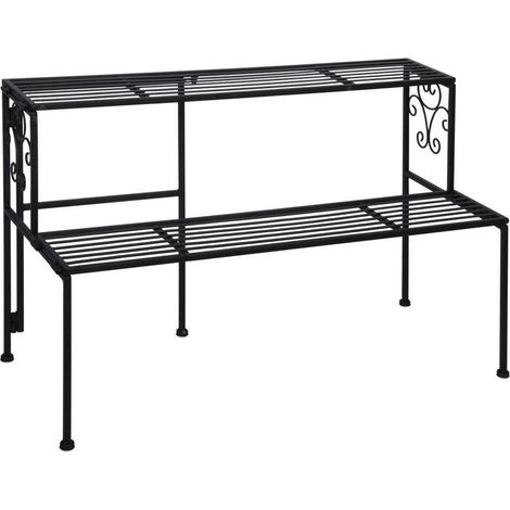 Etagère pliante à 2 niveaux - L 34,5 x l 78,9 x H 47,3 cm - Noir - Livraison gratuite (1/5)