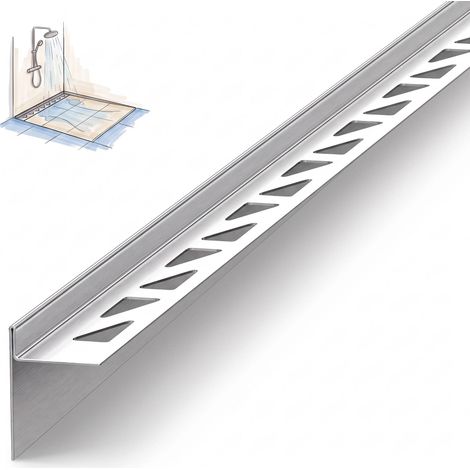 Dalsys Cale de pente pour douche, Argent Profilé de douche pour praticable, inox résistant à la corrosion - Profilé de pente 200cm, hauteur 10mm, gauche