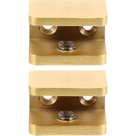 Set of 2 square glass brackets, copper clips, gold, glass clip, glass shelf support for running ladder. (1/5)