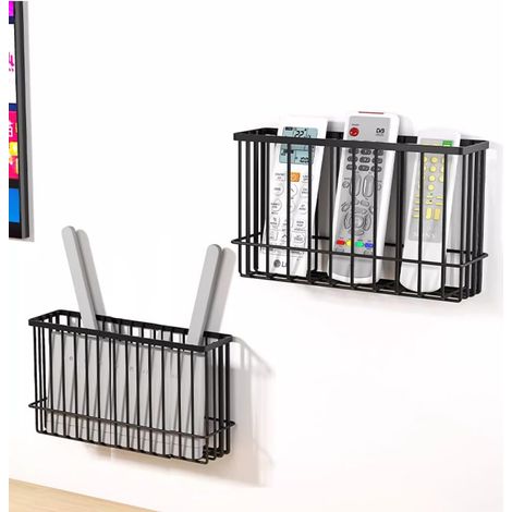 2 Pcs Kitchen Cabinet Door Organizer, Adhesive Wall Storage Bins, Wardrobe/Bathroom/Refrigerator Storage for Sundries (Black) (1/5)