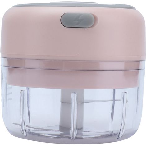 Hachoir à ail électrique 100 ml, rechargeable par USB, portable, pour la cuisine (rose) (1/5)