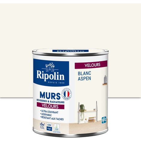 Peinture aspect Velours - 0,5L - Blanc Aspen - Ripolin (1/5)
