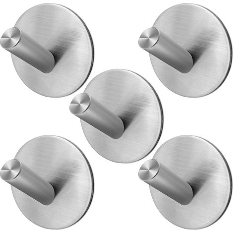 crochet adhésif, crochet pour serviette, crochet mural robuste pour suspension, acier inoxydable 304, pour douche, salle de bain, cuisine, bureau 5pcs (1/2)
