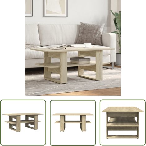 The Living Store Couchtisch Sonoma-Eiche 102x55x42 cm Holzwerkstoff - Esszimmertisch - Couchtisch - Wohnzimmereinrichtung - Holzmöbel - Holzwerkstoff Möbel (1/5)