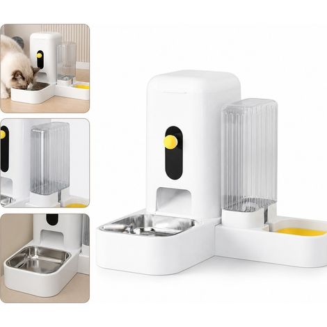 Fontaine et Distributeur Automatique de Croquettes pour Chat PP Blanc 15.6 x 12.7 x 29.4 cm (1/5)