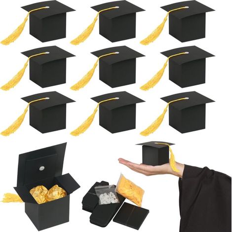 Scatole per caramelle di laurea da 30 pezzi – a forma di cappello da chef nero, in cartone rigido, ideali per feste e cioccolatini