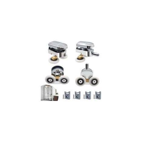 Lot de 8 roulettes pour porte de douche haut et bas de 23 mm (4 supérieurs et 4 inférieurs) (23 mm-8 pièces) (double 23 mm-8 pièces) (1/5)