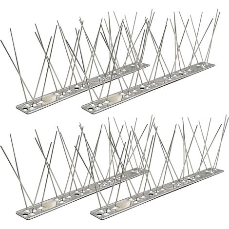 Pics Anti Pigeon INOX (1m, 4 pcs à 25cm) - Kit Répulsif Oiseaux 304 avec 8 Vis & 8 Colliers - pour Balcon, Gouttière, Toit & Fenêtre - Contre Corbeaux