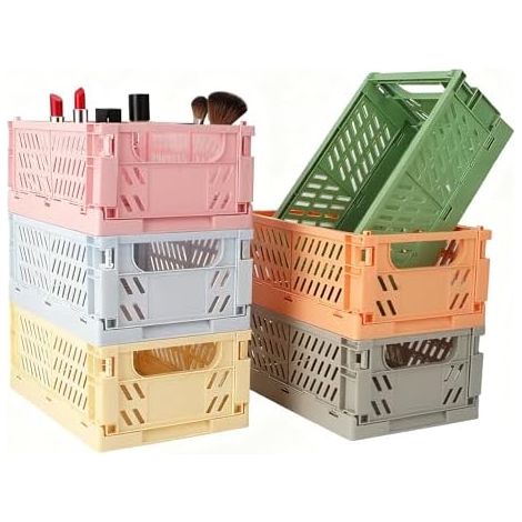 Lot de 6 Boîtes de Rangement en Plastique,25x16x10 cm Cagette Plastique Pliable,Panier de Rangement pour la Cuisine, la Salle de Bain, le Bureau, la Papeterie, les Médicaments, les Cosmétiques (1/5)