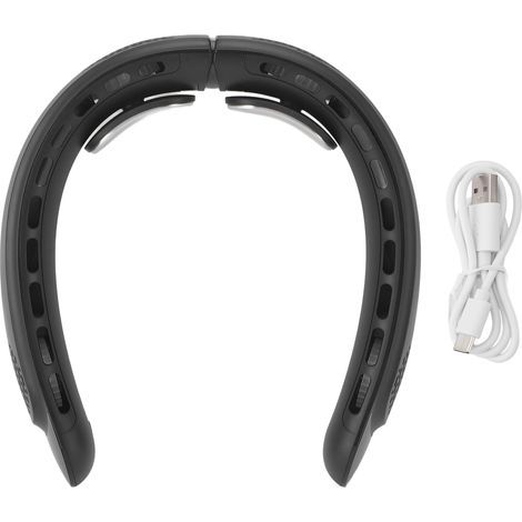 Portable bladeless neck fan with LED display, 3600 mAh battery, headphone design, USB rechargeable (1/5)