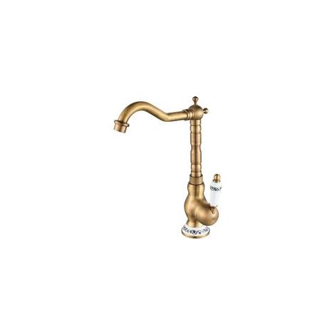 FLITI Vintage Waschtischarmatur aus gebürstetem Messing-Bronze mit Keramikgriff und 360°-Drehung für Küche und Bad (1/5)