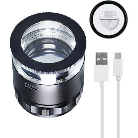 Lente d'ingrandimento da gioielliere 10x, lente d'ingrandimento tascabile portatile con 6 LED, lente d'ingrandimento ricaricabile con campo visivo di 25 mm, per gioielli, gemme, monete, utensili per h