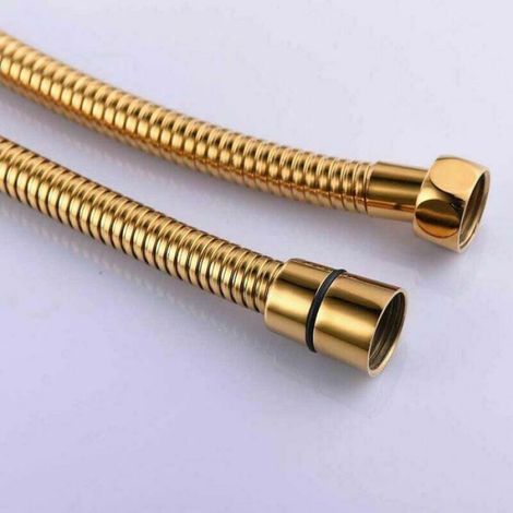 Tuyau De Douche - Acier Inoxydable SUS304 - Anti-torsion - 2 M - Raccords Laiton 1/2 Pouces IPS - Doré (1/4)