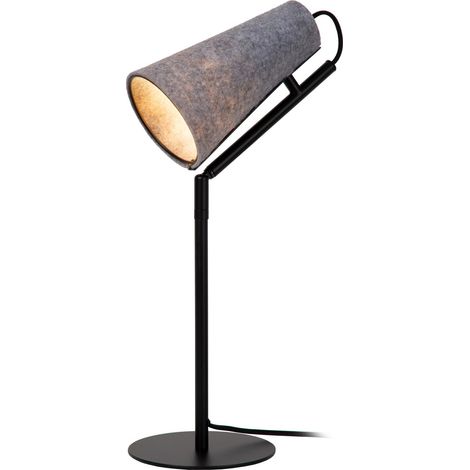 Lampada da tavolo minimal nera, paralume feltro grigio E27 Lucide (1/5)