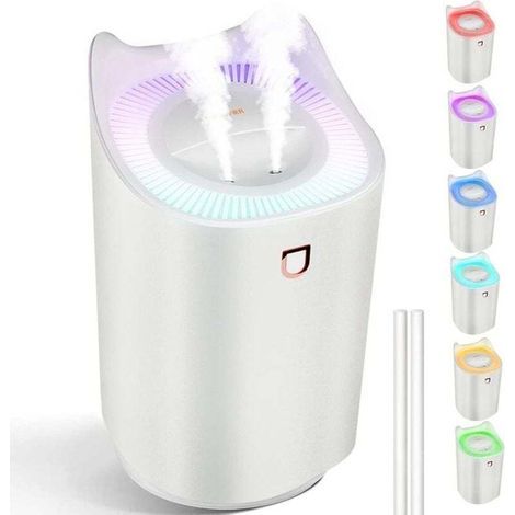 pair Humidificateur de chambre, humidificateur 3L, lumière LED 7 couleurs et 2 trous de pulvérisation d'eau, peut fonctionner en continu jusqu'à 24 à 48 heures, convient pour la maison, le yoga, le bu (1/4)